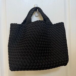 Black Woven Neoprene small Tote Bag